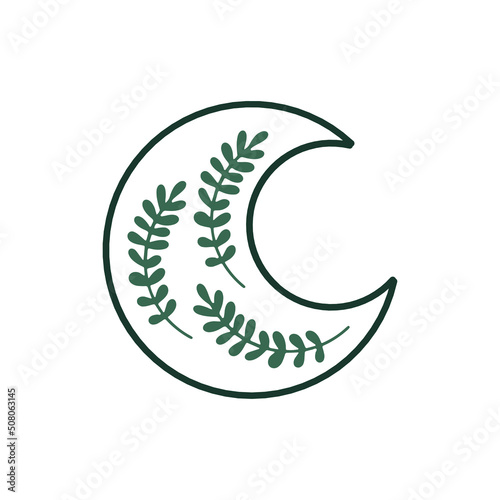 moon with flowers botanical logo design eps vector