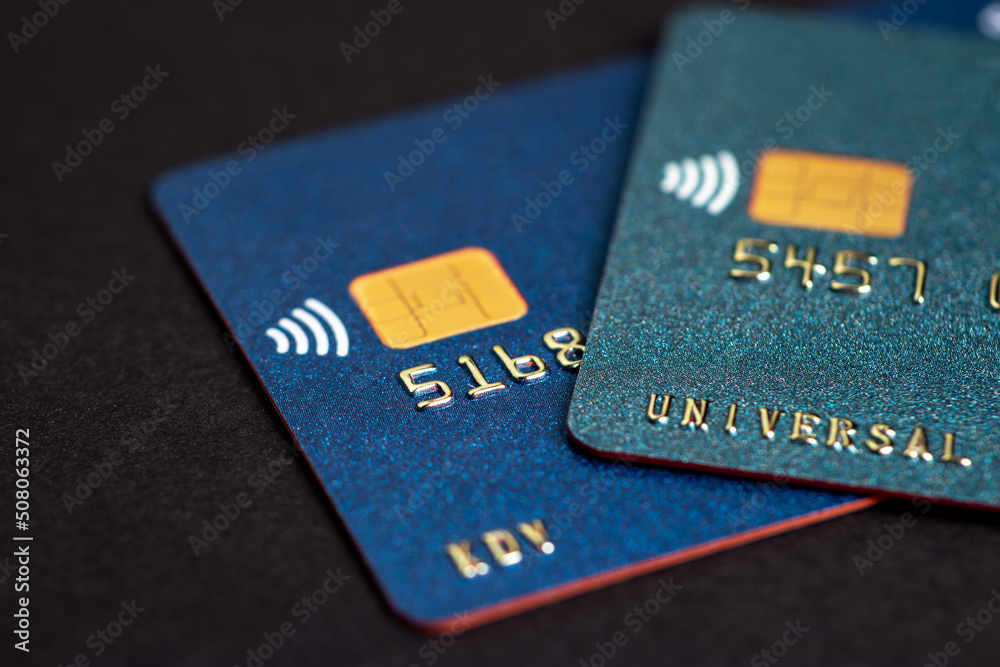 Credit card close up shot with selective focus for background Credit card close up shot with selective focus for background