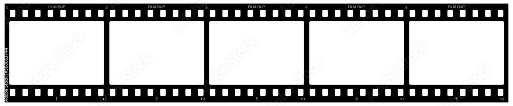 Filmstrip. Video film strip roll. Filmstrip classical frames. Blank photo frames. Tape photo film strip frame - stock vector. - obrazy, fototapety, plakaty 