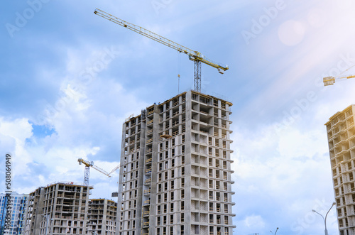 construction site with crane and building