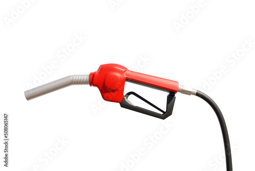 3D illustration of the fuel injector, gasoline, diesel, and gas injectors. isolated on a white background or cut from the Background red Petroleum Industry Pump Head