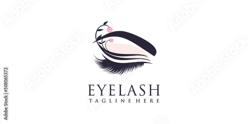 Eyelashes logo design with creative abstract concept Premium Vector