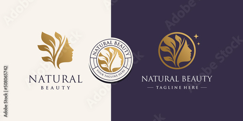 Nature beauty logo design with creative concept Premium Vector