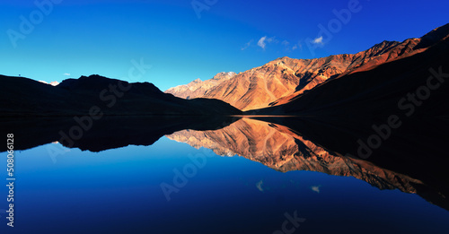 sunset over the Chandratal lake, Spiti, India
