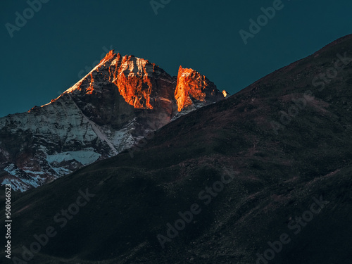mountain peak in the morning at Losar, Spiti, India