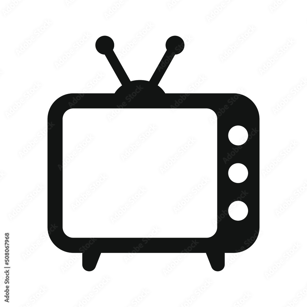Retro TV icon in flat style, black and white retro TV icon, Vector illustration of Retro TV icon for you design. Retro TV icon in flat style, black and white retro TV icon, Vector illustration of Retro TV icon for you design.