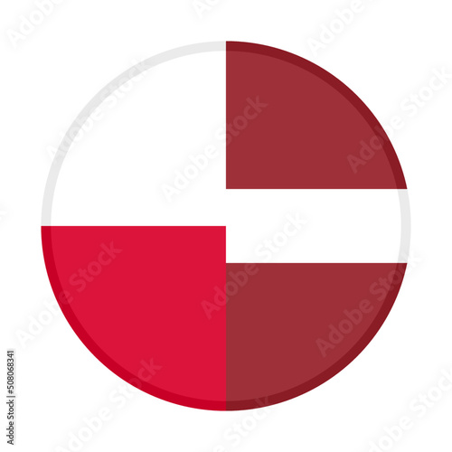 round icon of poland and latvia flags. vector illustration isolated on white background