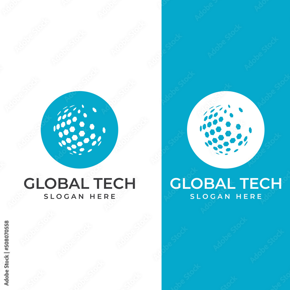 Modern digital tech world logo, global or tech planet, and digital tech protection. Logo with concept vector illustration template. Modern digital tech world logo, global or tech planet, and digital tech protection. Logo with concept vector illustration template.