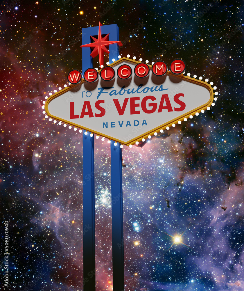 Welcome to LAS VEGAS sign - 3D - #3 - night space Stock Illustration |  Adobe Stock