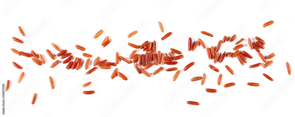 Red wild rice pile isolated on white, top view Red wild rice pile isolated on white, top view