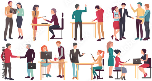 Businesspeople have project strategy planning meeting. Teamwork with business plan, creating new creative project. Meeting to discuss starting business. Colleagues discussing work in entrepreneurship