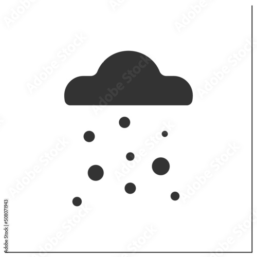 Hail glyph icon. Mixed rain with frozen drops. Meteorology. Falling hailstones from clouds. Rainfall. Hail storm. Weather forecast concept.Filled flat sign. Isolated silhouette vector illustration