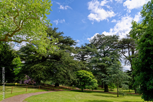 Garden inside of the Warwick Castle grounds - England