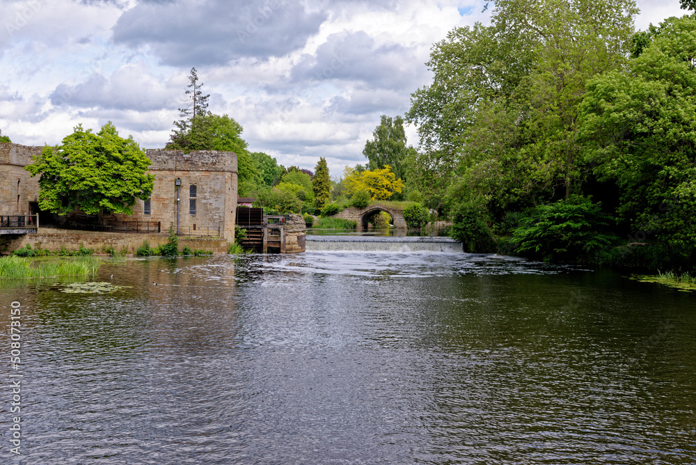 Remains of medieval Old Castle Bridge - Warwick Castle in Warwickshire - England Remains of medieval Old Castle Bridge - Warwick Castle in Warwickshire - England