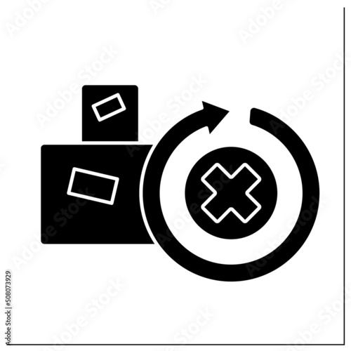 Irrevocable glyph icon. Not to be revoked or recalled. Cargo unable to be repealed or annulled.Import and export concept. Filled flat sign. Isolated silhouette vector illustration photo