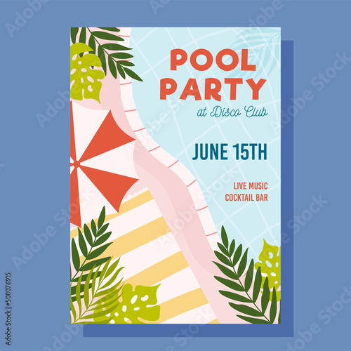 Summer Pool Party invite. Vector illustration concept.