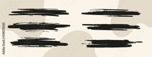 Hand drawn black texture brush stroke set. Vector Isolated Ink elements