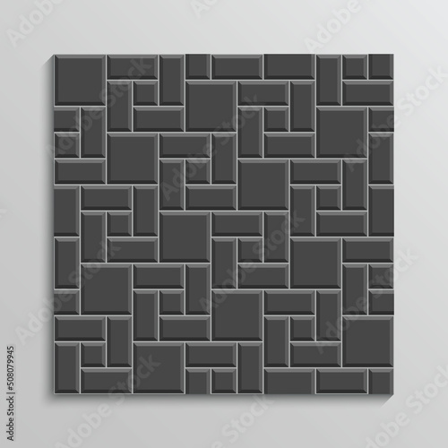 Tile subway wall. Seamless brick texture. Paved floor. Vintage rectangle brickwall. Metro background. Old stone surface. Apron faience print. Ceramic pattern. Kitchen backsplash. Vector illustration.