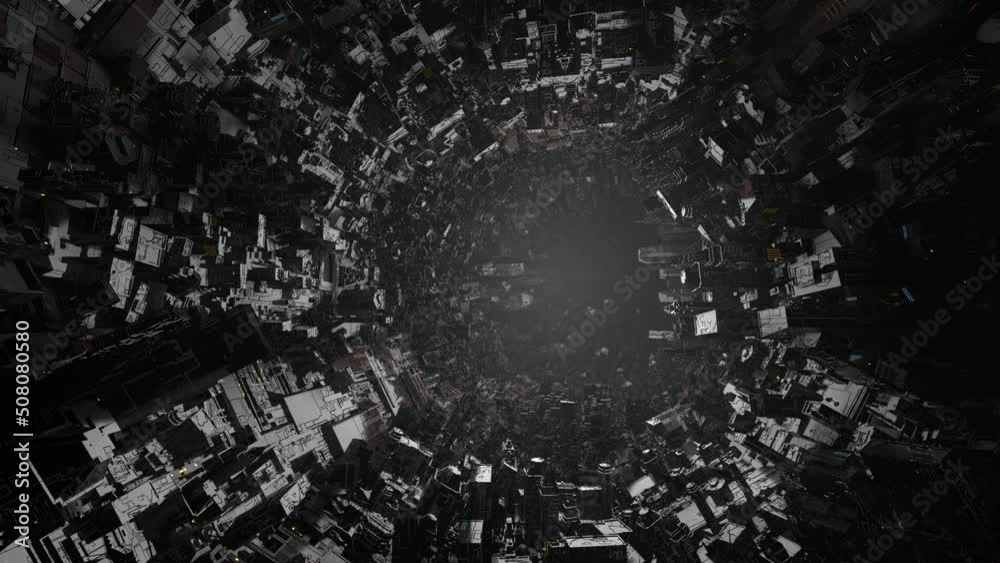 City tunnel dystopia sci-fi abstract 3d abstract animation seamless loop