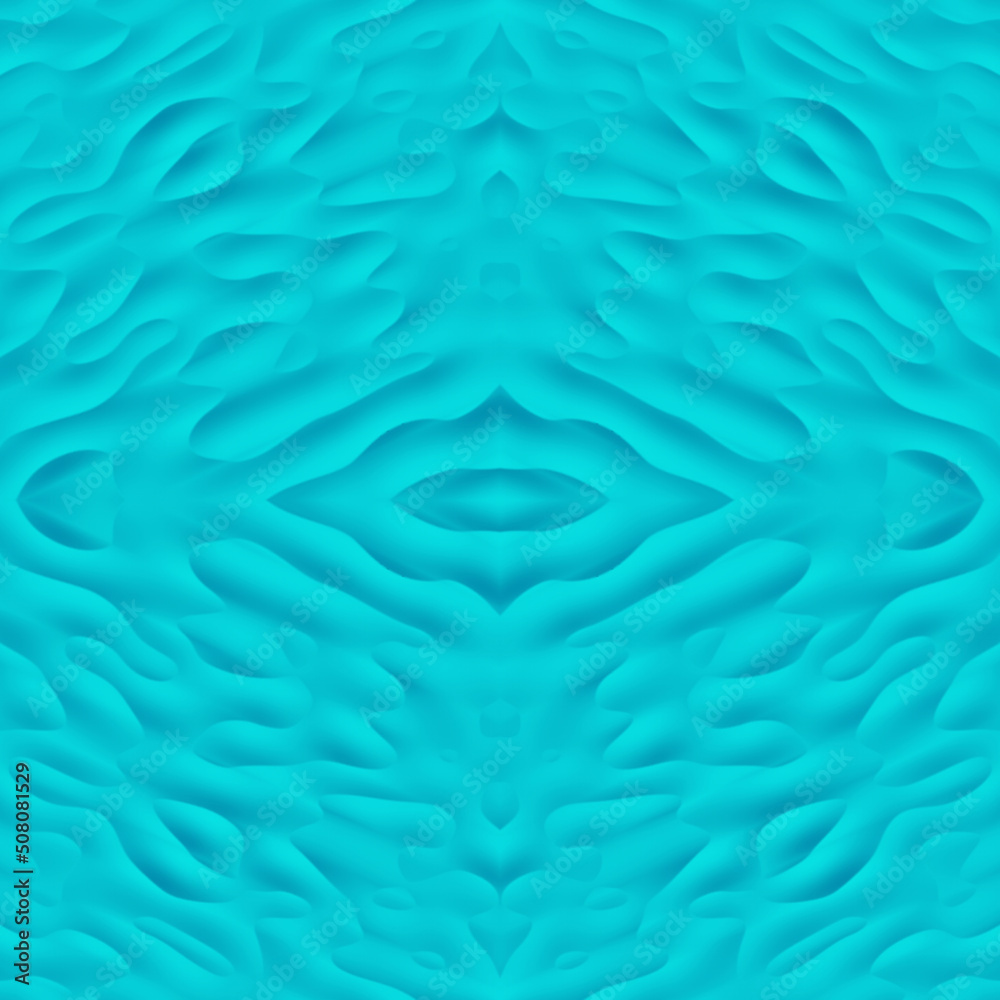 Turquoise desert with diagonal dunes. Beautiful seamless abstraction with sinuous lines and shapes. Turquoise texture and background with symmetrical patterns. 3D image.
Turquoise desert with diagonal dunes. Beautiful seamless abstraction with sinuous lines and shapes. Turquoise texture and background with symmetrical patterns. 3D image.