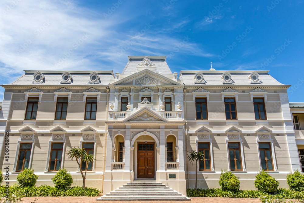 Facade of the main building of the Faculty of Theology of the Stellenbosch University in Stellenbosch,  Western Cape, South Africa, Africa