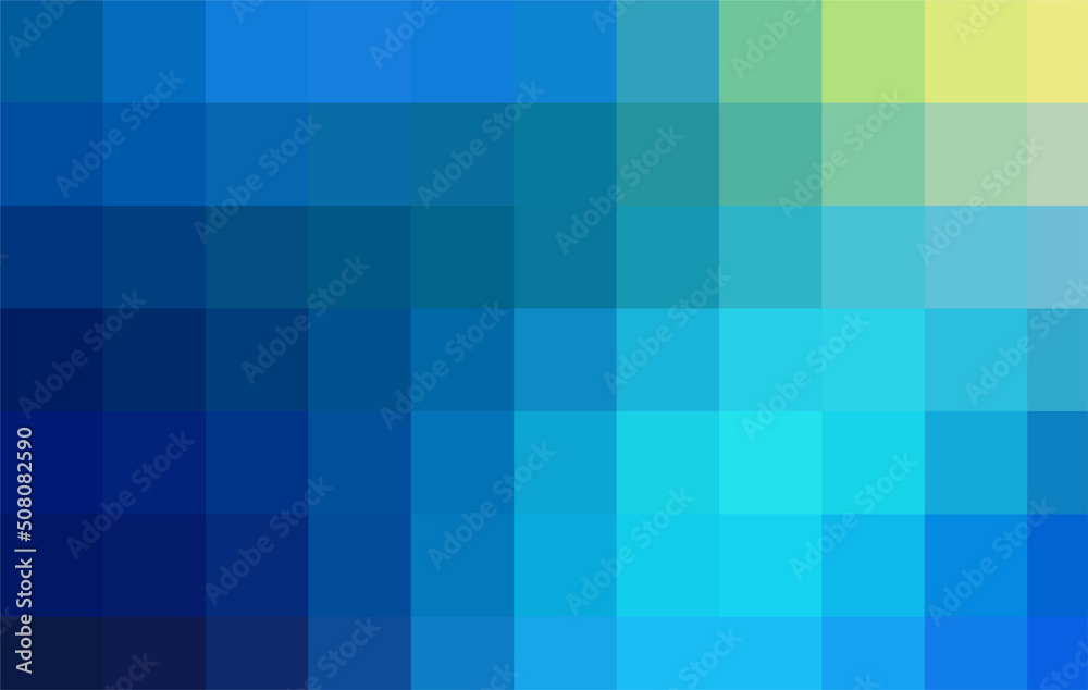 Gradient blue background from dark to light squares. Abstract pattern of sea square pixels. A backing of mosaic squares for branding, calendar, card, banner, cover, website Gradient blue background from dark to light squares. Abstract pattern of sea square pixels. A backing of mosaic squares for branding, calendar, card, banner, cover, website