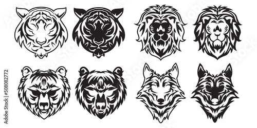 Tribal collection of animal heads vector illustration