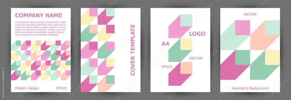 Educational catalog front page template collection geometric design. Swiss style retro certificate Educational catalog front page template collection geometric design. Swiss style retro certificate