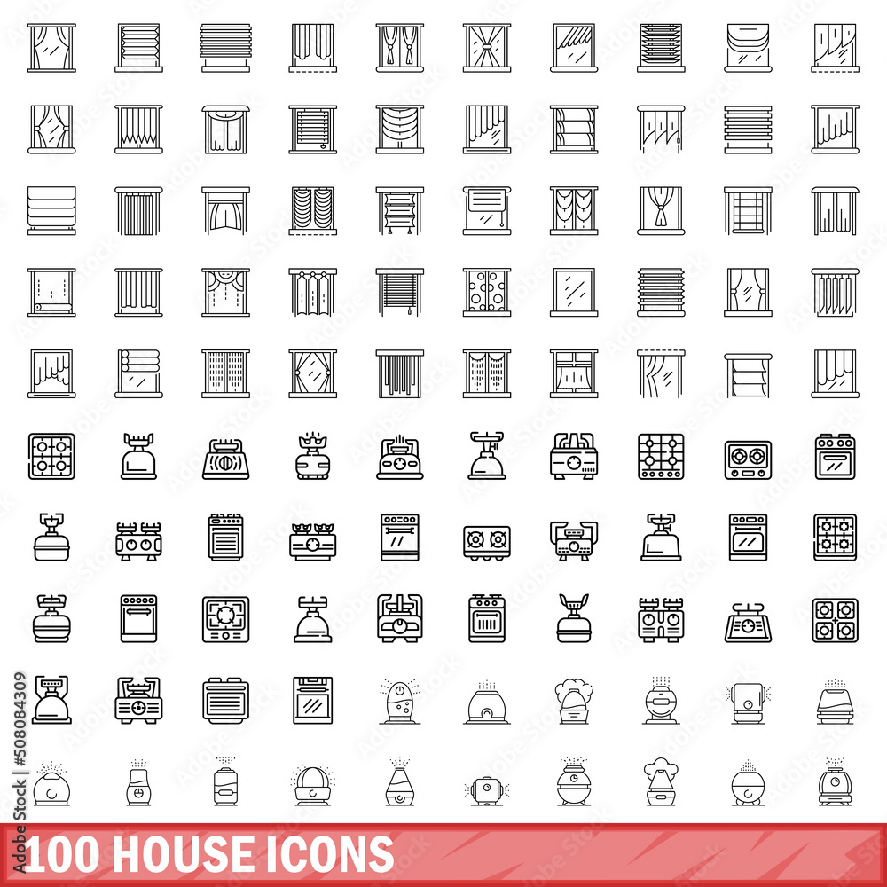 100 house icons set. Outline illustration of 100 house icons vector set isolated on white background 100 house icons set. Outline illustration of 100 house icons vector set isolated on white background