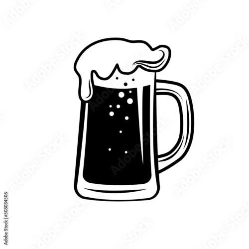 Beer glass ale mug black icon cartoon drink isolated illustration vector