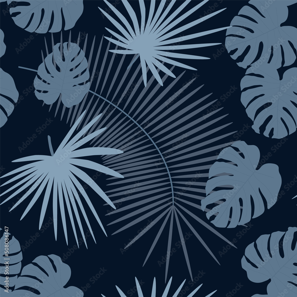 Tropical background. Beautiful seamless paper art illustration with colorful tropical background palm leaves for fabric design. Leaves pattern. Natural seamless pattern. Tropical background. Beautiful seamless paper art illustration with colorful tropical background palm leaves for fabric design. Leaves pattern. Natural seamless pattern.