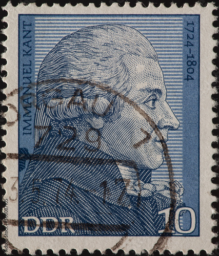 GERMANY, DDR - CIRCA 1974 a postage stamp from GERMANY, DDR, showing a portrait of the philosopher Immanuel Kant (1724–1804) . Circa 1974 photo