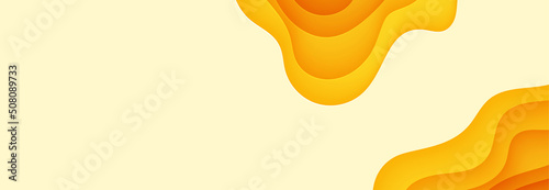 Abstract yellow background in cut paper style. Cutout orange wallpaper. Wavy template for save the Earth posters, eco brochures, business presentations. Vector card illustration of papercut background