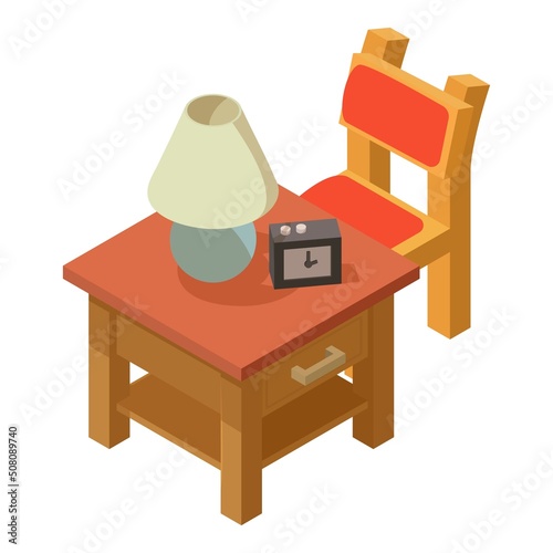 Kid furniture icon isometric vector. Children table and chair with backrest icon. Children room, modern interior