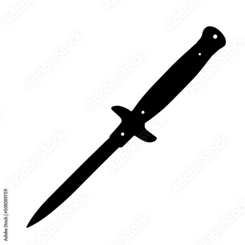 Vector illustration of automatic switchblade silhouette. Gangster knife.