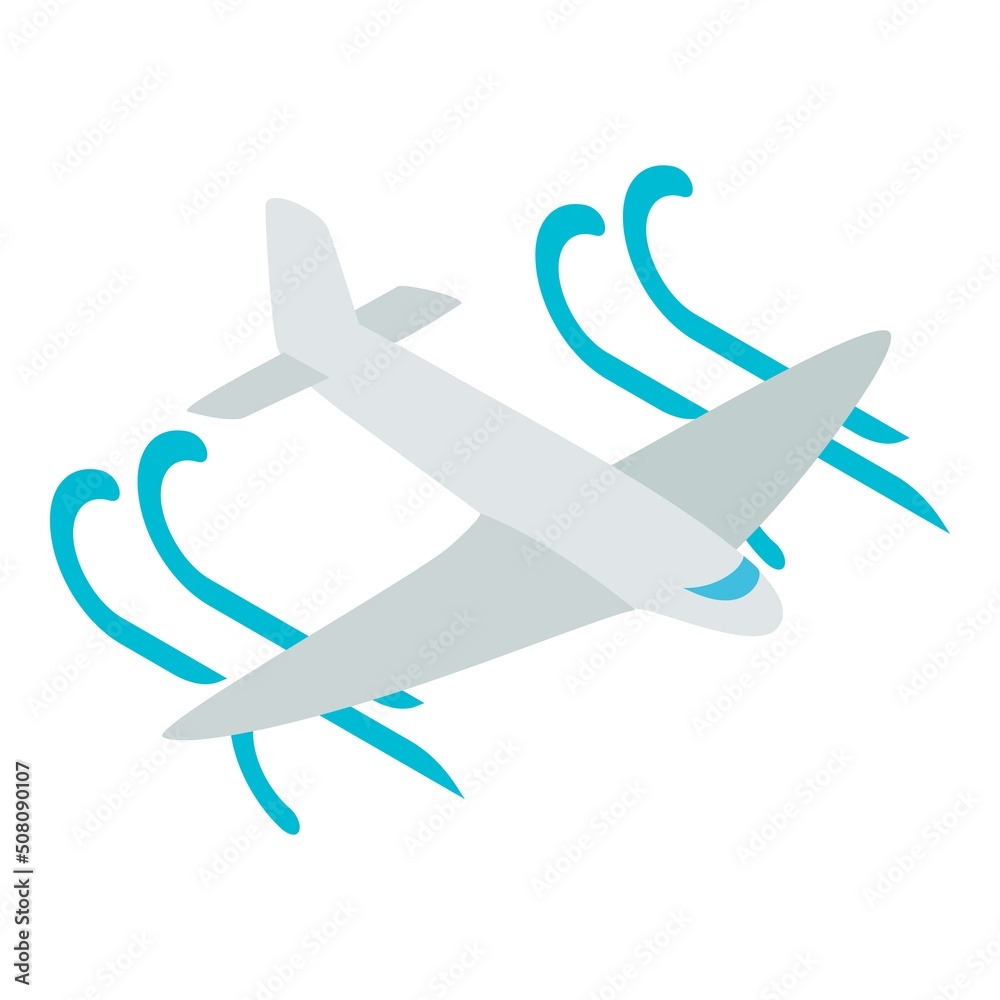 Passenger plane icon isometric vector. New passenger aircraft flying in air flow. Plane, airliner, air transport