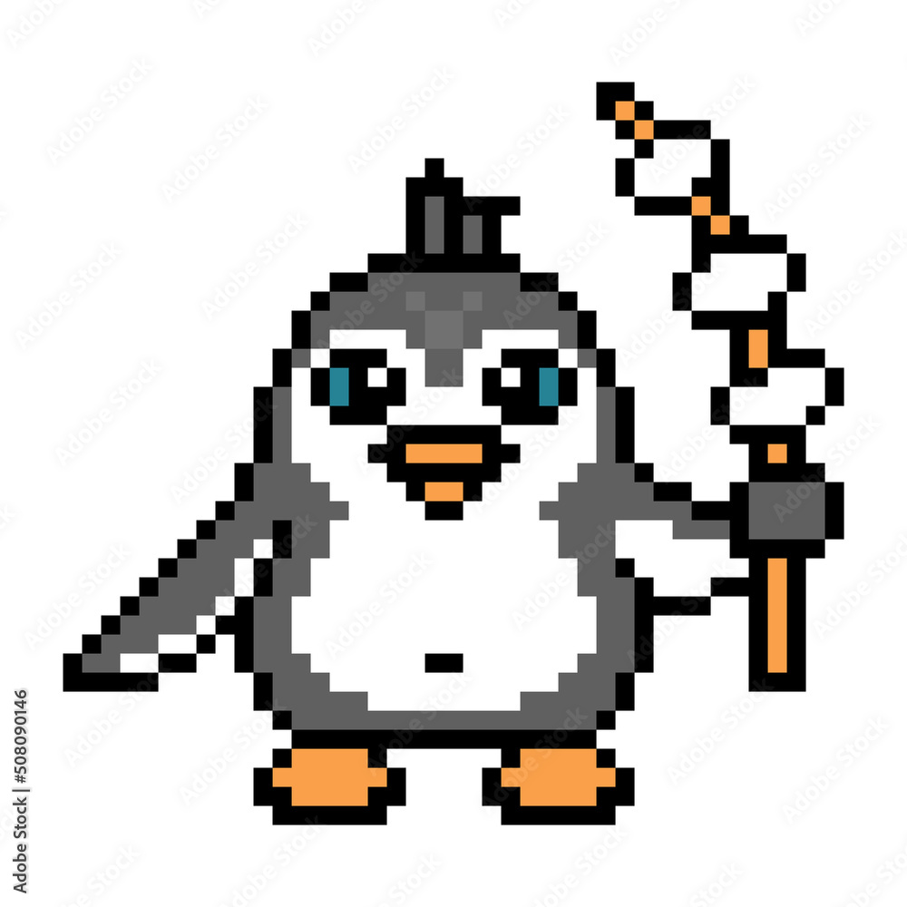 Vetores de Pinguim Em Uma Fantasia De Gato Kigurumi Bonito Pixel Art Animal  Personagem Isolado Em Fundo Branco Old School Retro 80s 90s 8 Bits  Caçaníqueis Computador Gráficos De Videogame Mascote De