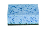 Blue dish cleaning wash sponge isolated on the white background
