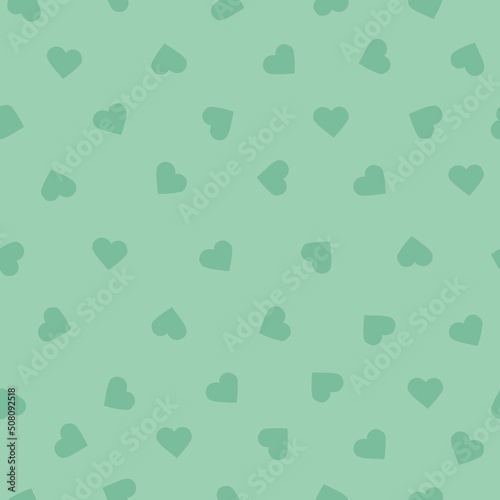 A simple pattern of hearts . little green hearts. light green background. Fashionable print for textiles, wallpaper and packaging.