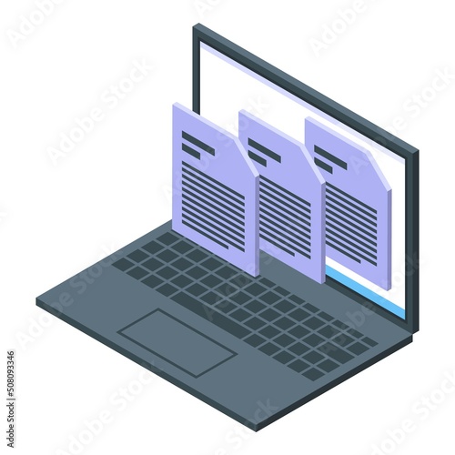 Laptop data files icon isometric vector. Sd card. Storage memory