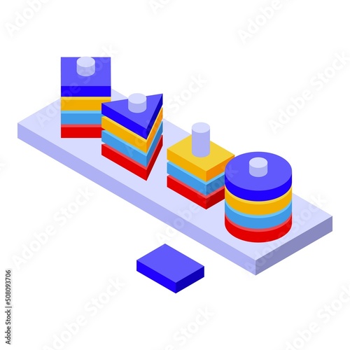 Montessori education icon isometric vector. Wood toy. Smart shape