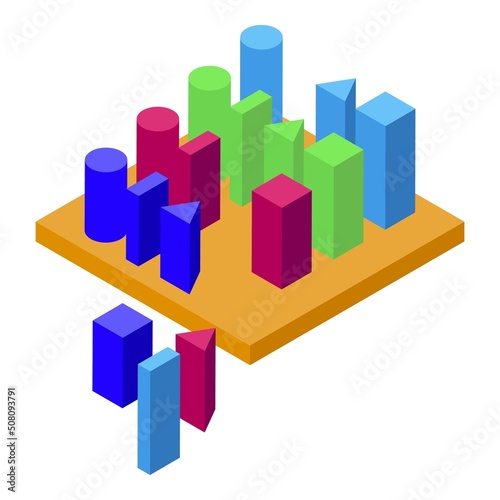 Wood montessori icon isometric vector. Toy education. Math shape