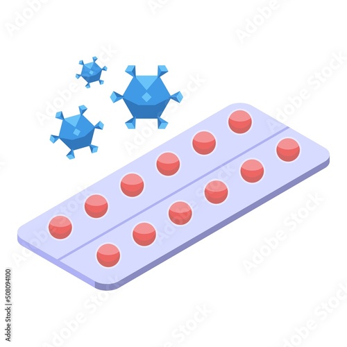 Antivirus pill icon isometric vector. Medicine virus. Health remedy