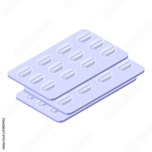 Medicine pill blister icon isometric vector. Medical health. Antiviral remedy