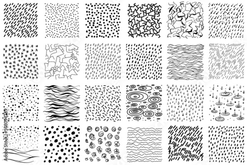 Hand-drawn abstract vector textures. Minimal graphic patterns in the form