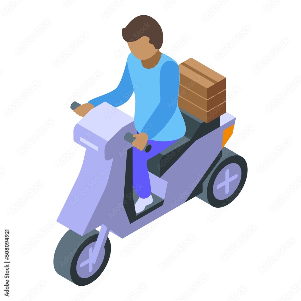 Courier scooter icon isometric vector. Food delivery. Motorbike service Courier scooter icon isometric vector. Food delivery. Motorbike service