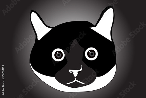Animal Head Cat Black And White Funny