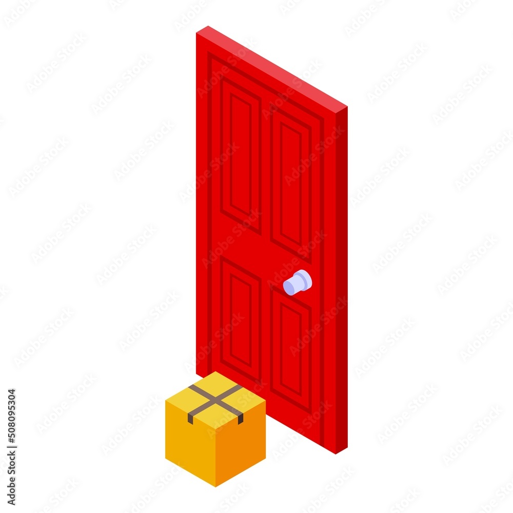 Parcel home door delivery icon isometric vector. Post service. Smart logistic Parcel home door delivery icon isometric vector. Post service. Smart logistic