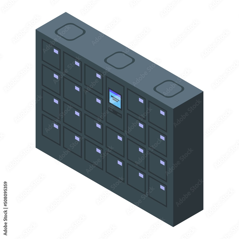 Self-service parcel delivery automat icon isometric vector. Home food. Post door