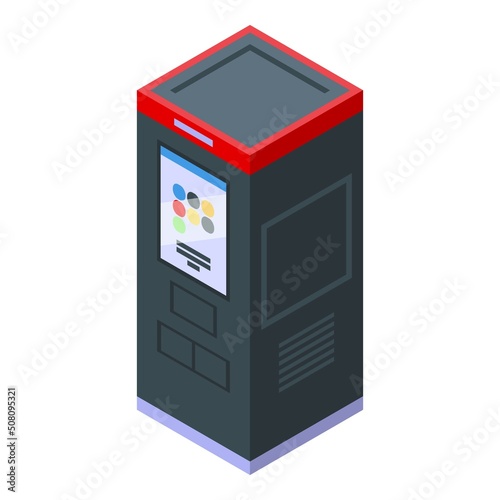 Self-service parcel delivery kiosk icon isometric vector. Smart post. Service door